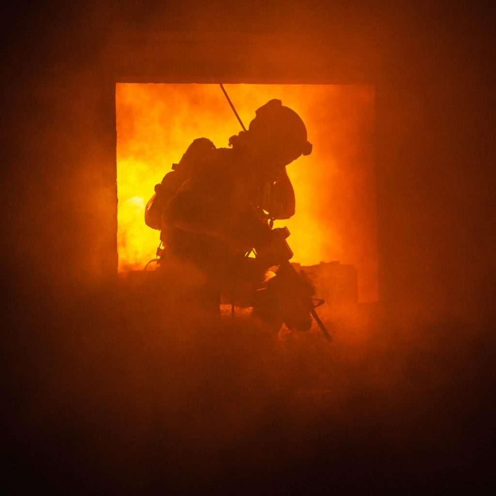 on fire